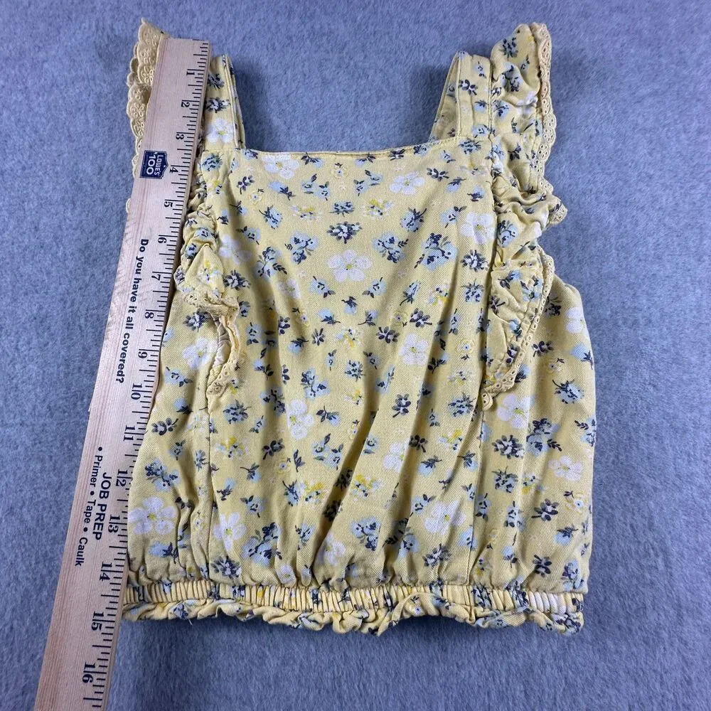 Epic Threads Girls M Yellow Blue Floral Ruffle Eyelet Lace Top